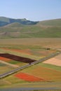 Castelluccio di Norcia / Coloured panorama Royalty Free Stock Photo