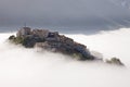 Castelluccio rising from the mist, Umbria, Italy Royalty Free Stock Photo