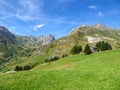 Castelmagno - Panoramic mountain landscape of Cottian Alps in Grana Valley (Valle Grana), Italy Royalty Free Stock Photo