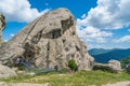 Stairs in the rock in Castelmezzano, province of Potenza, Basilicata.