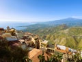 Castelmola, Italy views overlooking roof tops and the Ionian Sea