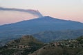 Castelmola - Pennacchio dall`Etna all`alba Royalty Free Stock Photo