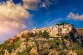 Castelmola: typical sicilian village perched on a mountain, close to Taormina. Messina province, Sicily, Italy. Castelmola town on