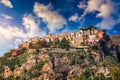 Castelmola: typical sicilian village perched on a mountain, close to Taormina. Messina province, Sicily, Italy. Castelmola town on