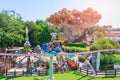 Castelnuovo del Garda, tree, Italy - Agust 31 2016: Gardaland Theme Amusement Park in Castelnuovo Del Garda, Verona, Italy.Sun Ray