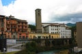 Castelnuovo di garfagnana village on river with panoramic city view