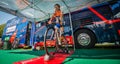 Castelrotto, Italy May 22, 2016; Damiano Cunego, professional cyclist, on the roller before a hard time trial climb