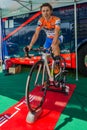Castelrotto, Italy May 22, 2016; Damiano Cunego, professional cyclist, on the roller before a hard time trial climb