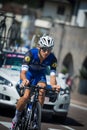 Castelrotto, Italy May 22, 2016; Gianluca Brambilla, professional cyclist, during a hard time trial climb Royalty Free Stock Photo