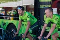 Castelrotto, Italy May 22, 2016; Professional cyclists Cannondale Team on the roller before a hard time trial climb