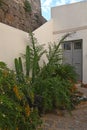 Castelsardo, Sardinia, Italy beautiful streets with plants. Royalty Free Stock Photo