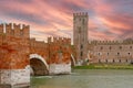Castelvecchio Bridge over the Adige River in Verona, Italy at twilight Royalty Free Stock Photo