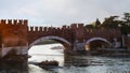 Castelvecchio Scaliger Bridge in spring evening Royalty Free Stock Photo