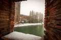 Castelvecchio from the Scaligero bridge and River Adige - Verona Italy Royalty Free Stock Photo