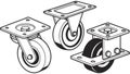 Caster Wheel Set Industrial Movement Component Vector Art, vector design Generative AI Royalty Free Stock Photo