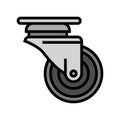 casters wheel hardware furniture fitting color icon vector illustration