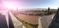 Castiglione del lago Trasimeno, Umbria, Italy. August 2020. Amazing large format panoramic photo of the view of the lake from the Royalty Free Stock Photo