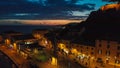 Castiglione della Pescaia at night, aerial view after sunset Royalty Free Stock Photo