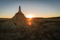 Castildetierra in the sunset, desert landscape in Bardenas Reales of Navarra