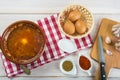 Castilian or garlic soup with eggs Royalty Free Stock Photo