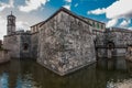 Castillo de la Real Fuerza. Old fortress Castle of the Royal Force with moat with water. Havana, Cuba. Royalty Free Stock Photo