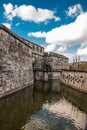 Castillo de la Real Fuerza. Old fortress Castle of the Royal Force with moat with water. Havana, Cuba. Royalty Free Stock Photo