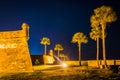 Castillo de San Marcos at night, in St. Augustine, Florida. Royalty Free Stock Photo