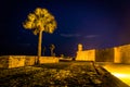 Castillo de San Marcos at night, in St. Augustine, Florida. Royalty Free Stock Photo