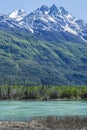 Castillo mountain range and Ibanez river, Patagonia, Chile Royalty Free Stock Photo