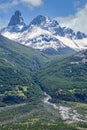 Castillo mountain range and Ibanez river, Patagonia, Chile Royalty Free Stock Photo