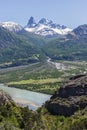 Castillo mountain range and Ibanez river, Patagonia, Chile Royalty Free Stock Photo