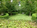 Castillon garden with bushes like sculptures in Normandy in France. Royalty Free Stock Photo