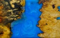 Casting epoxy resin panel with maple burl wood Royalty Free Stock Photo