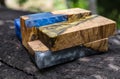 Casting epoxy resin Stabilizing burl wood Royalty Free Stock Photo