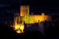 Castle of Almoural at night, Ribatejo, Portugal Royalty Free Stock Photo