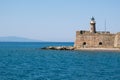 The castle of Antirrio with its lighthouse Royalty Free Stock Photo