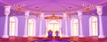 Castle ballroom hall with throne interior cartoon Royalty Free Stock Photo