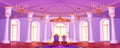 Castle ballroom hall with throne interior cartoon