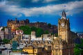 The castle and the Balmoral Hotel, Edinburgh, Scotland Royalty Free Stock Photo