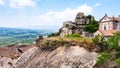 Castle and basilica in Castiglione di Sicilia town Royalty Free Stock Photo