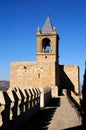 Castle battlements and keep tower, Antequera, Spain.