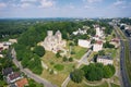 Castle in bedzin, The stone royal castle in silesia poland aerial drone photo