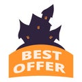 Castle best offer icon cartoon vector. Pumpkin party