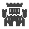 Castle black icon, medieval building landscape symbol