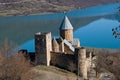 Castle on blue lake Royalty Free Stock Photo
