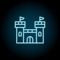 Castle blue neon icon. Simple thin line, outline vector of amusement icons for ui and ux, website or mobile application