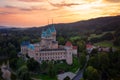 Castle Bojnice, central Europe, Slovakia. UNESCO. Sunset light Royalty Free Stock Photo