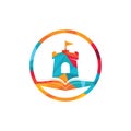 Castle book vector logo design template. Royalty Free Stock Photo