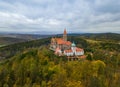 Castle Bouzov in Czech Republic - aerial view Royalty Free Stock Photo