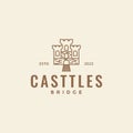 Castle with bridge hipster logo design